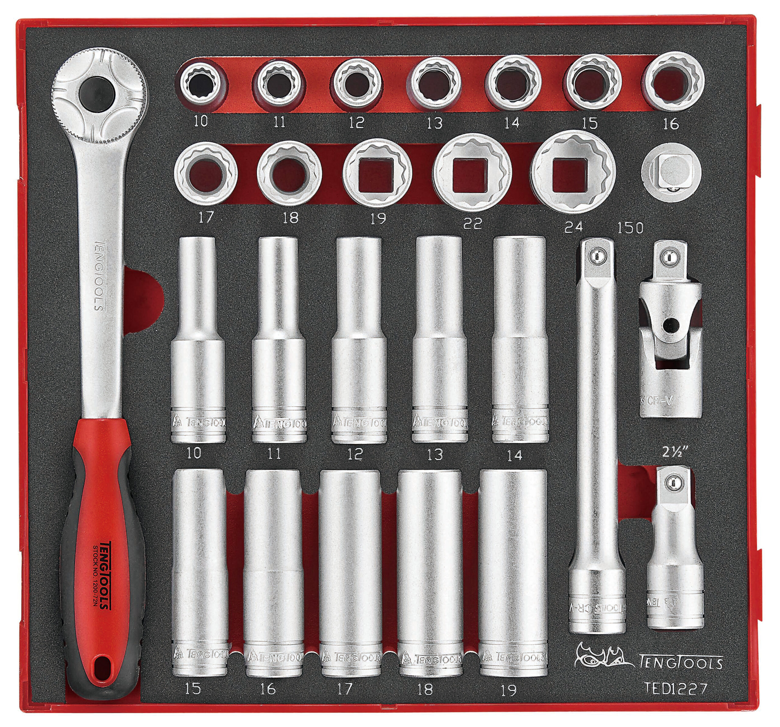 TENGTOOLS Socket Set (1/2" Drive, 27 Piece)