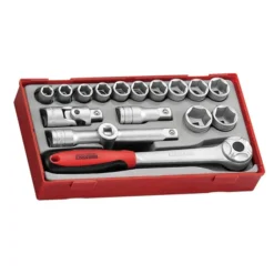TENGTOOLS Socket Set (1/2" Drive, 17 Piece, 6 Point)