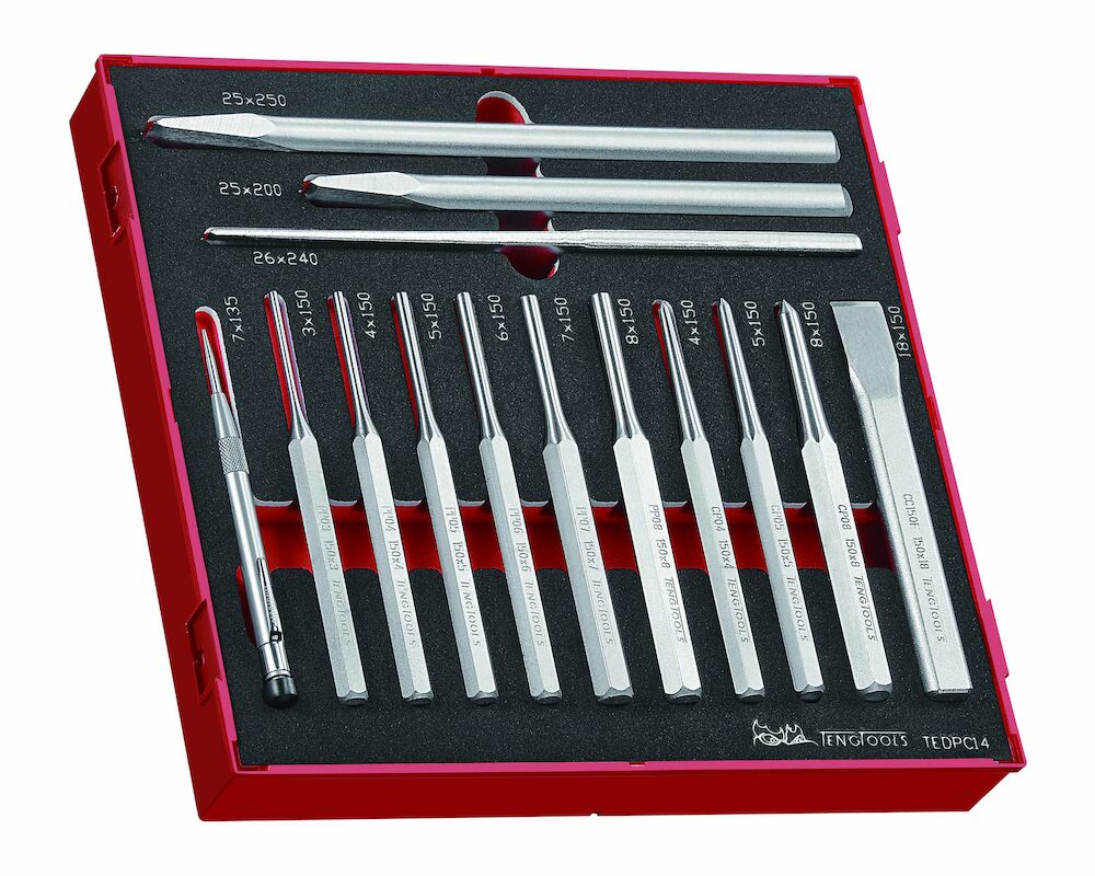TENGTOOLS Punch & Chisel Set (14 Piece)