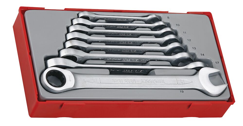 TENGTOOLS Ratchet Spanner Set (8 Piece, 8-19mm)