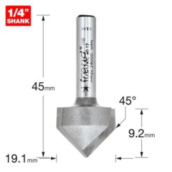 Alternative view of TREND Chamfer V Groove (45°, 19.1x9.2mm, 1/4" Shank)