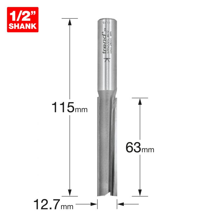 TREND Two Flute Cutter (12.7x63mm, 1/2" Shank) - Image 2