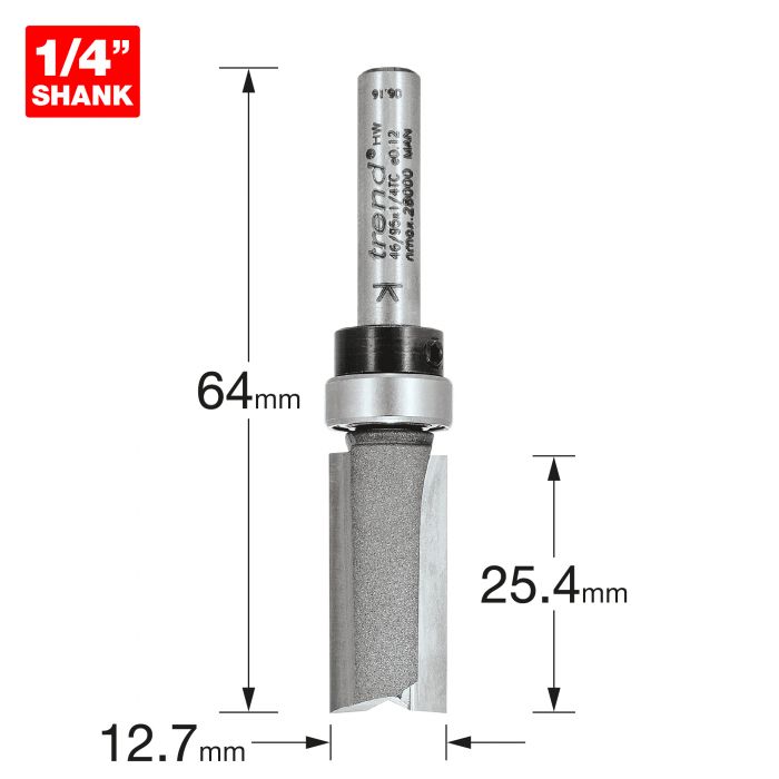 TREND Bearing Guided Profiler (12.7x25.4mm, 1/4" Shank) - Image 2