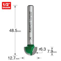 Alternative view of TREND Radius Cutter (6.3mm, 12.7x7.9mm, 1/4" Shank)