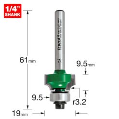 Alternative view of TREND Bearing Guided Round Over (3.2mm, 19x9.5mm, 1/4" Shank)