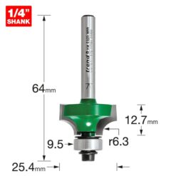 Alternative view of TREND Bearing Guided Round Over (6.3mm, 25.4x12.7mm, 1/4" Shank)
