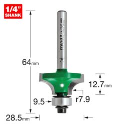 Alternative view of TREND Bearing Guided Round Over (7.9mm, 38x19.1mm, 1/4" Shank)