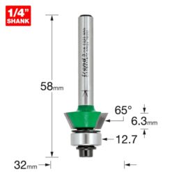 Alternative view of TREND Bearing Guided Bevel Trimmer (65°, 12.7x6.3mm, 1/4" Shank)