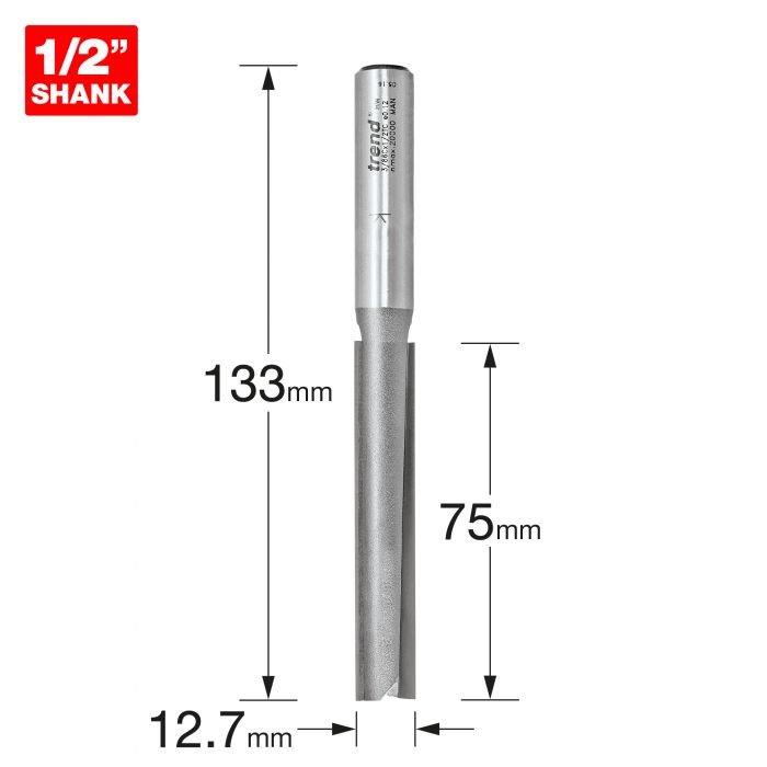 TREND Two Flute Cutter (12.7x75mm, 1/2" Shank) - Image 2