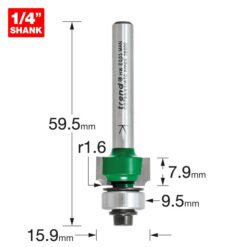 Alternative view of TREND Bearing Guided Round Over (1.6mm, 15.9x7.9mm, 1/4" Shank)