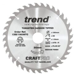 TREND CRAFTPRO Saw Blade (190x30mm, 36T, 1.55mm for DCS575)