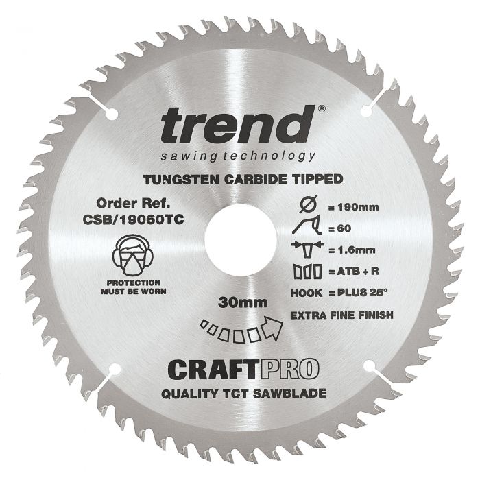 TREND CRAFTPRO Saw Blade (190x30mm, 60T, 1.55mm for DCS575)
