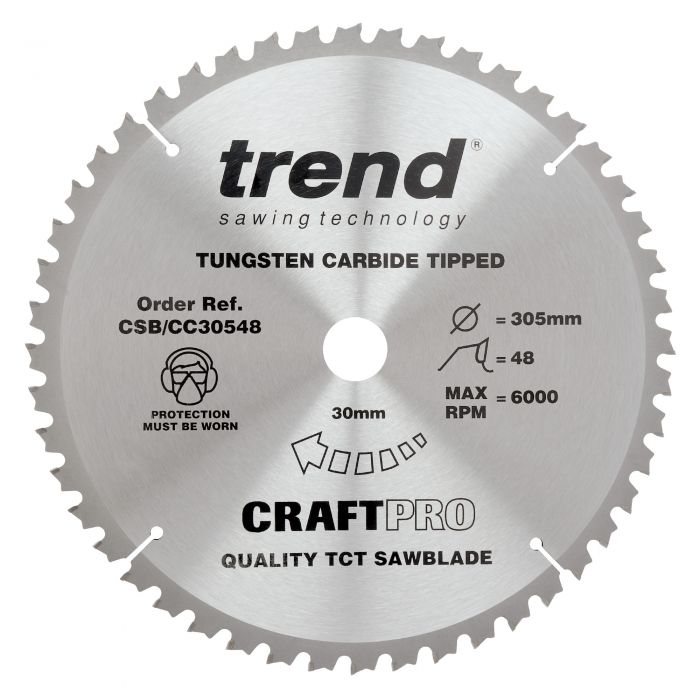 TREND CRAFTPRO Saw Blade (305x30mm, 48T, Cross Cut)