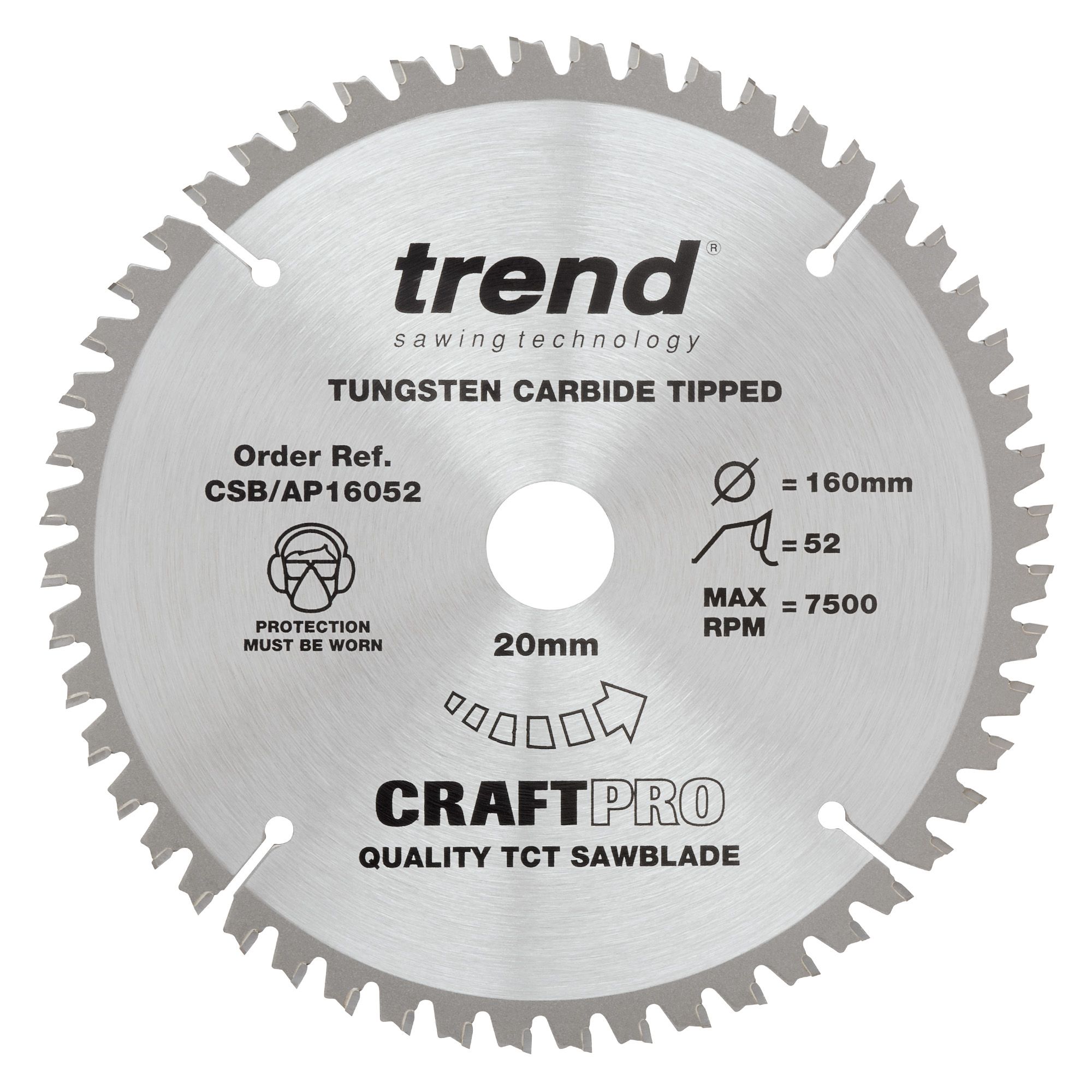 TREND CRAFTPRO Saw Blade (160x20mm, 52T, TC)