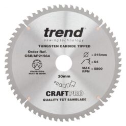 TREND CRAFTPRO Saw Blade (216x30mm, 64T, TC)