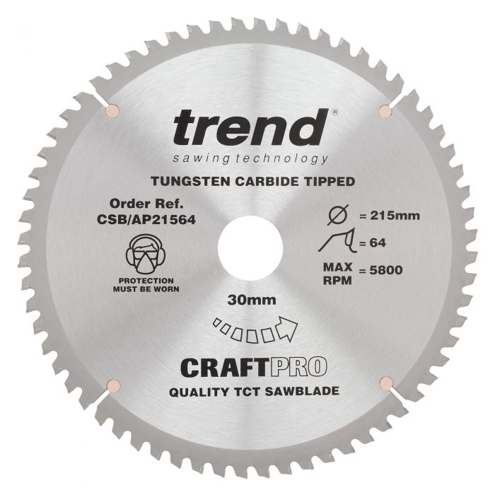 TREND CRAFTPRO Saw Blade (216x30mm, 64T, TC)