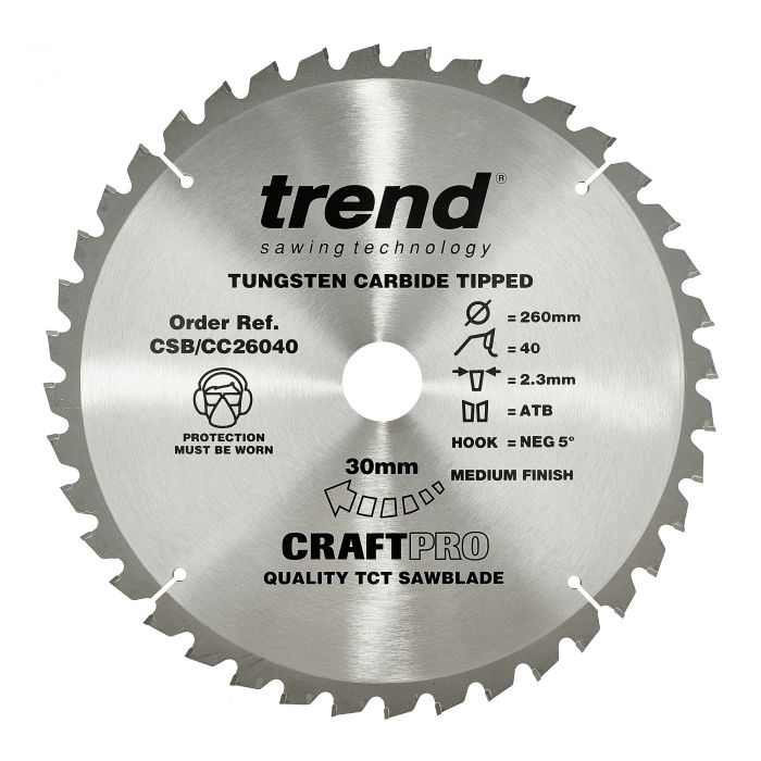 TREND CRAFTPRO Saw Blade (260x30mm, 40T)