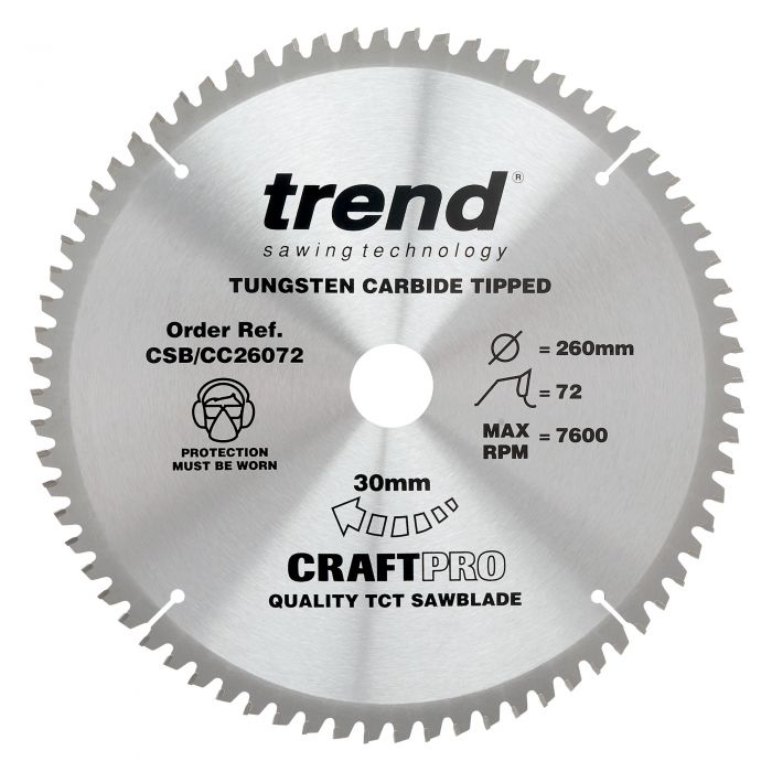 TREND CRAFTPRO Saw Blade (260x30mm, 72T)