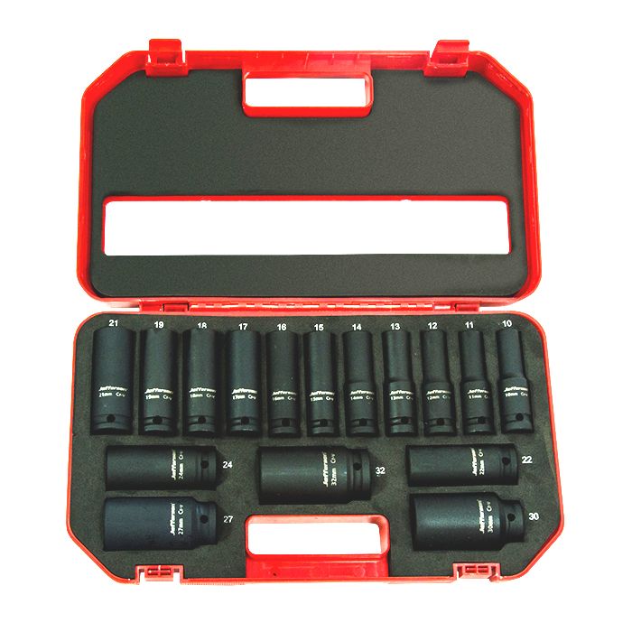 JEFFERSON Deep Impact Socket Set (1/2" Drive, 16 Piece)
