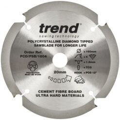 TREND Cement Fibreboard Sawblade (160x20mm, 4T, PCD)