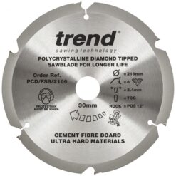TREND Cement Fibreboard Sawblade (216x30mm, 6T, PCD)