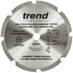TREND Cement Fibreboard Sawblade (305x30mm, 8T, PCD)