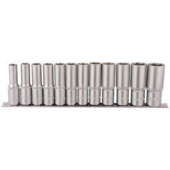 DRAPER Socket Set (1/2" Drive, Deep Rail, 12 Piece)