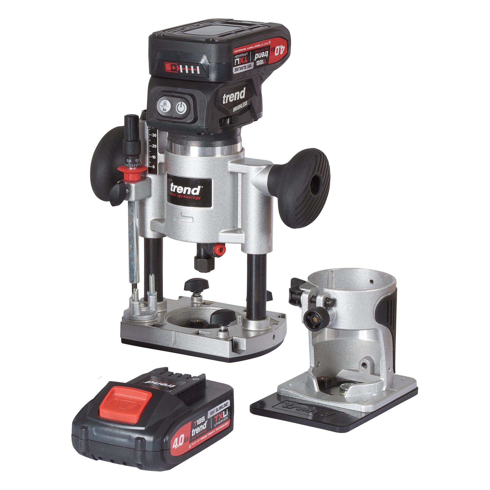 TREND 18V 1/4" Palm Router Kit (2x 4Ah)