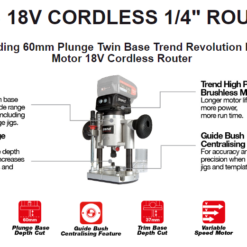 Alternative view of TREND 18V 1/4" Palm Router (Bare Unit)