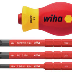 WIHA SoftFinish VDE Stubby Screwdriver Set (4 Piece, SL/PH/PZS)
