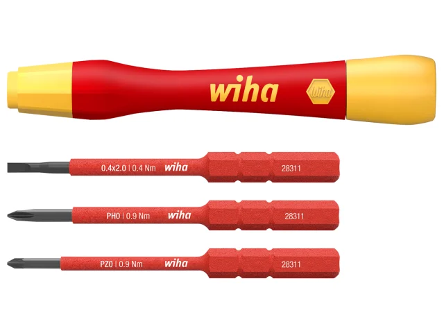 WIHA PicoFinish VDE Fine Screwdriver Set (4 Piece, SL/PH/PZ)