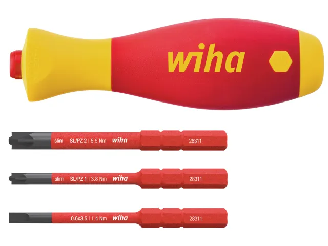WIHA SoftFinish VDE Screwdriver Set (4 Piece, SL/PZS)
