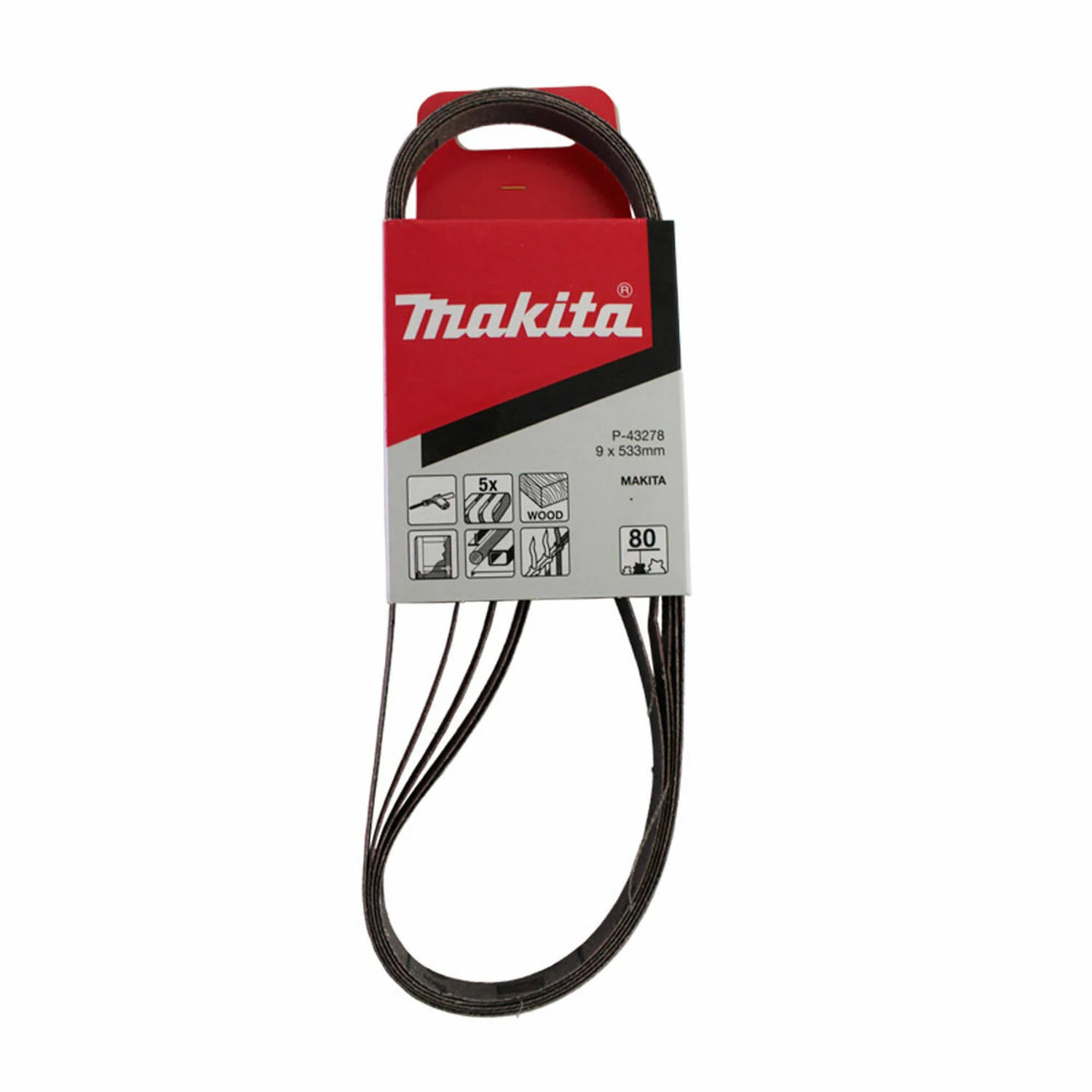 MAKITA Sanding Belt (80G, 9x533mm, 5 Piece)