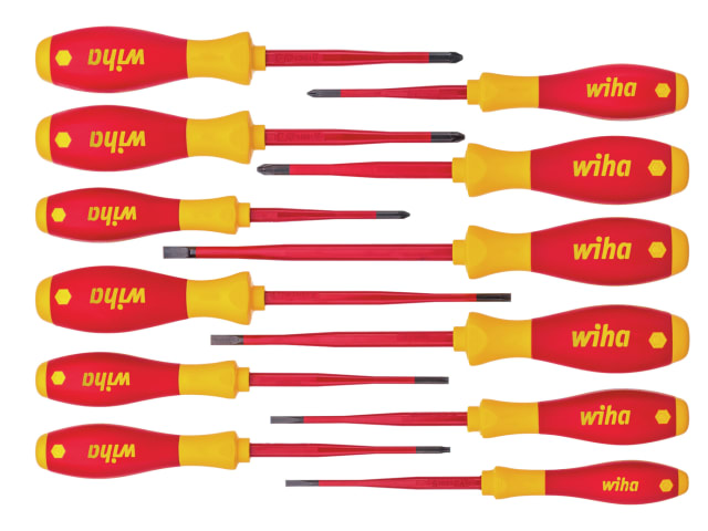 WIHA SoftFinish VDE SlimFix Screwdriver Set (12 Piece, SL/PH/PZ/TX/SLPZ)