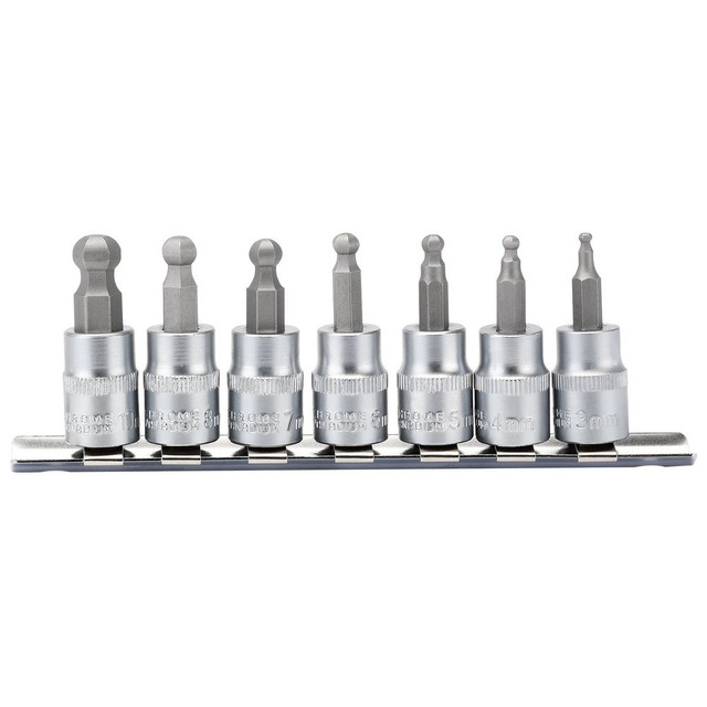 DRAPER Ball-End Hex. Socket Bit Set, 3/8" Sq. Dr., 48mm (7 Piece)