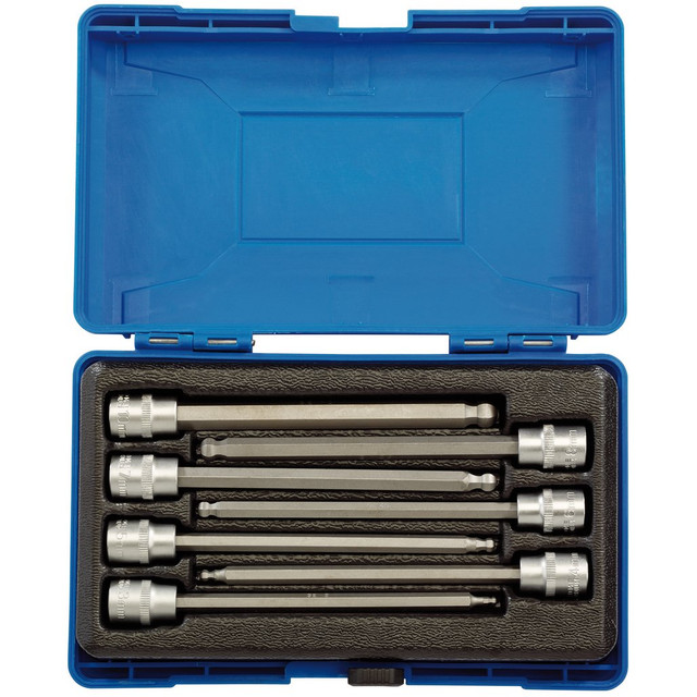DRAPER Ball-End Hex. Socket Bit Set, 3/8" Sq. Dr., 150mm (7 Piece)