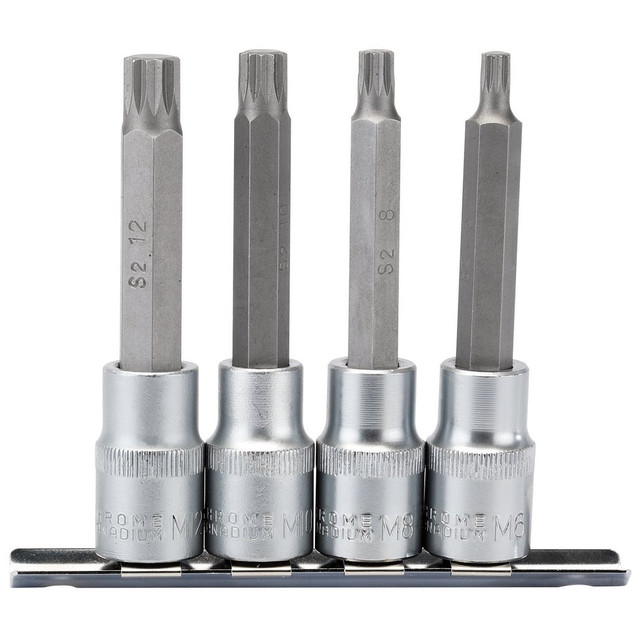 DRAPER Spline Socket Bit Set, 1/2" Sq. Dr. (4 Piece)