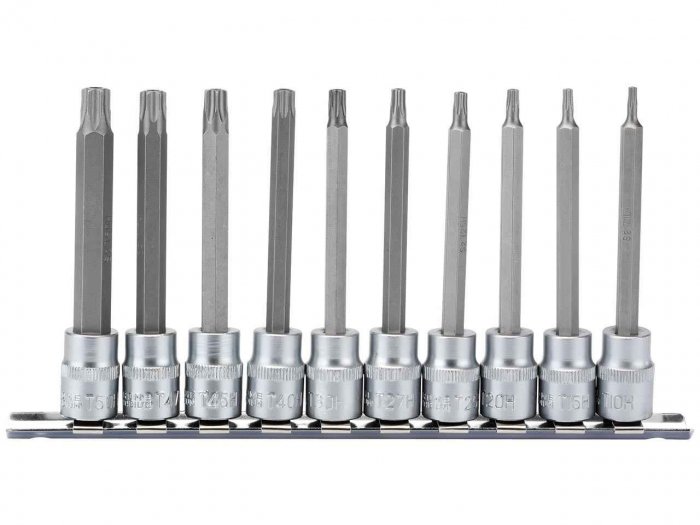 DRAPER TX-Star. Security Socket Bit Set, 3/8" Sq. Dr., 100mm (10 Piece)