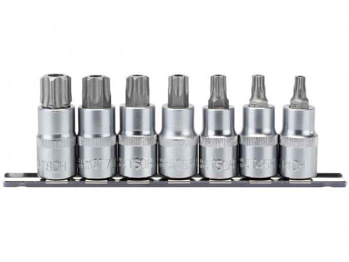 DRAPER TX-Star. Security Socket Bit Set, 1/2" Sq. Dr., 55mm (7 Piece)