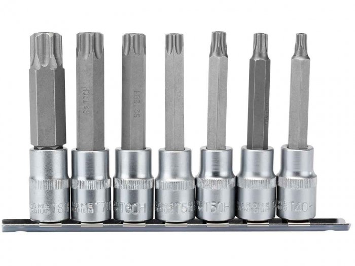 DRAPER TX-Star. Security Socket Bit Set, 1/2" Sq. Dr., 100mm (7 Piece)
