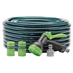 DRAPER Garden Hose And Spray Gun Kit, 12mm Bore, 30m