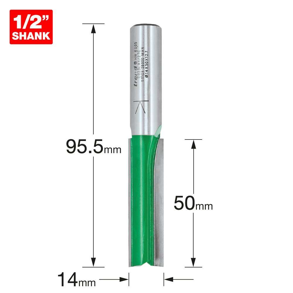 TREND Two Flute Cutter (14x50mm, 1/2" Shank) - Image 2