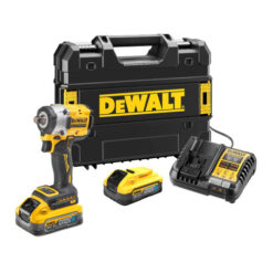 DEWALT 18V Impact Wrench Kit (2x5Ah Powerstack, 1/2", 406/610Nm, Hog Ring, Scaffold Mode)