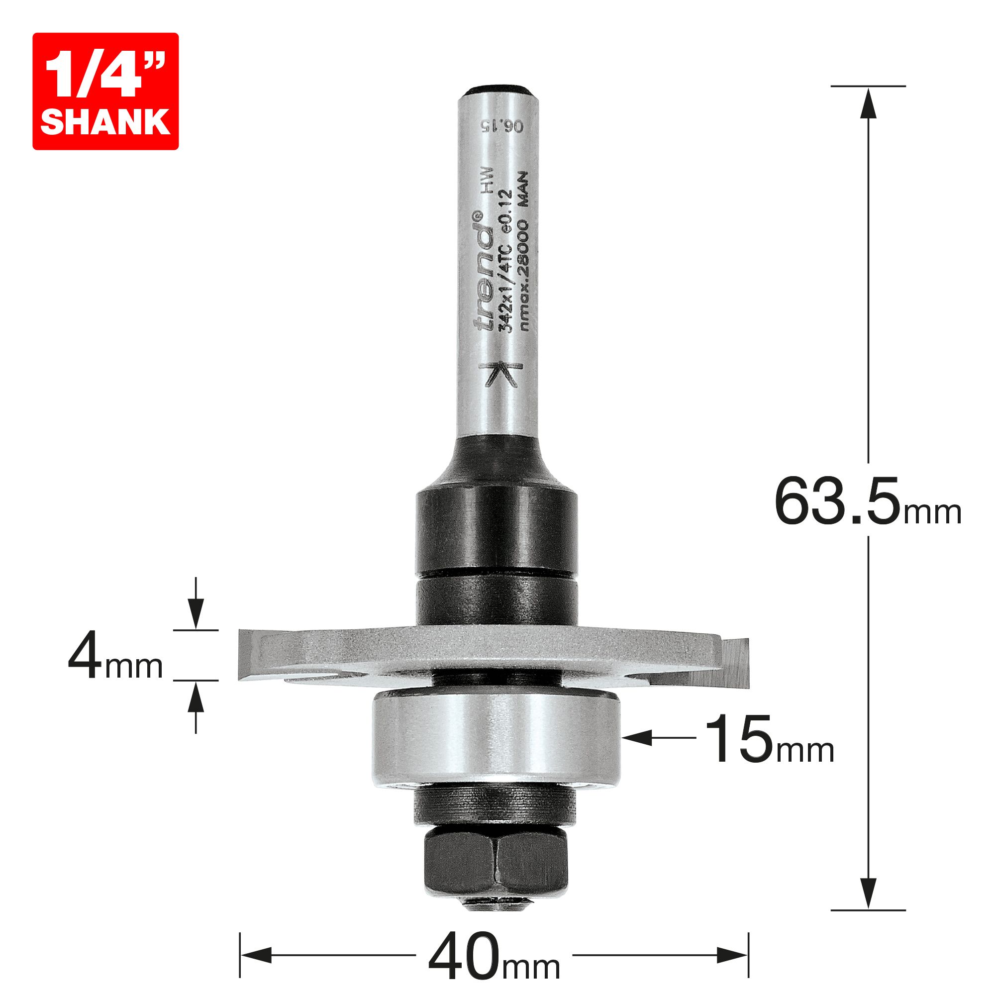 TREND Biscuit Jointer Set (4mm, 40mm, 1/4" Shank) - Image 3