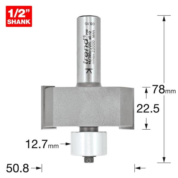 TREND Guided Large Rebater (22.5x50.8mm, 1/2" Shank)