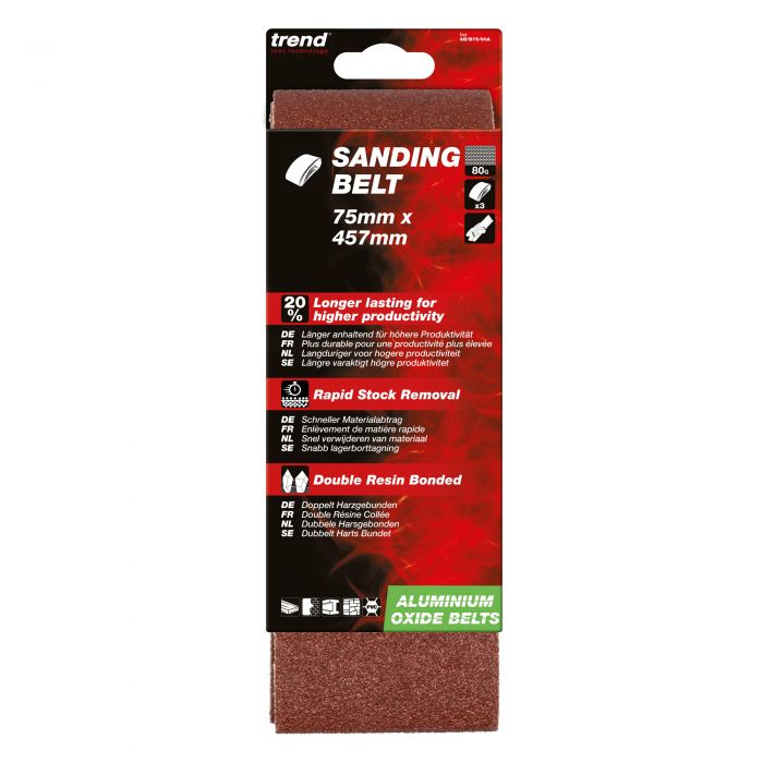 TREND Sanding Belts (80G, 75x457mm, 3 Piece, Aluminium Oxide) - Image 5