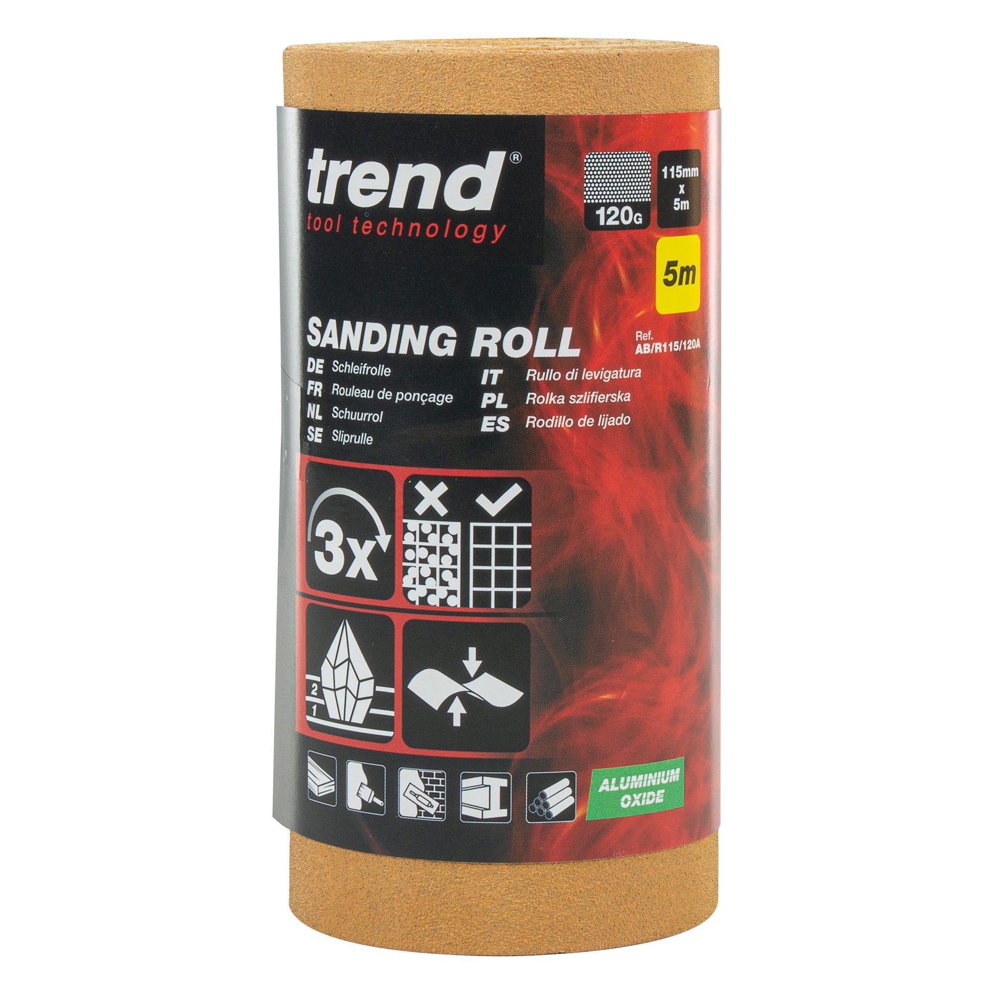 TREND Sanding Roll (120G, 115mmx5m, Aluminium Oxide) - Image 2