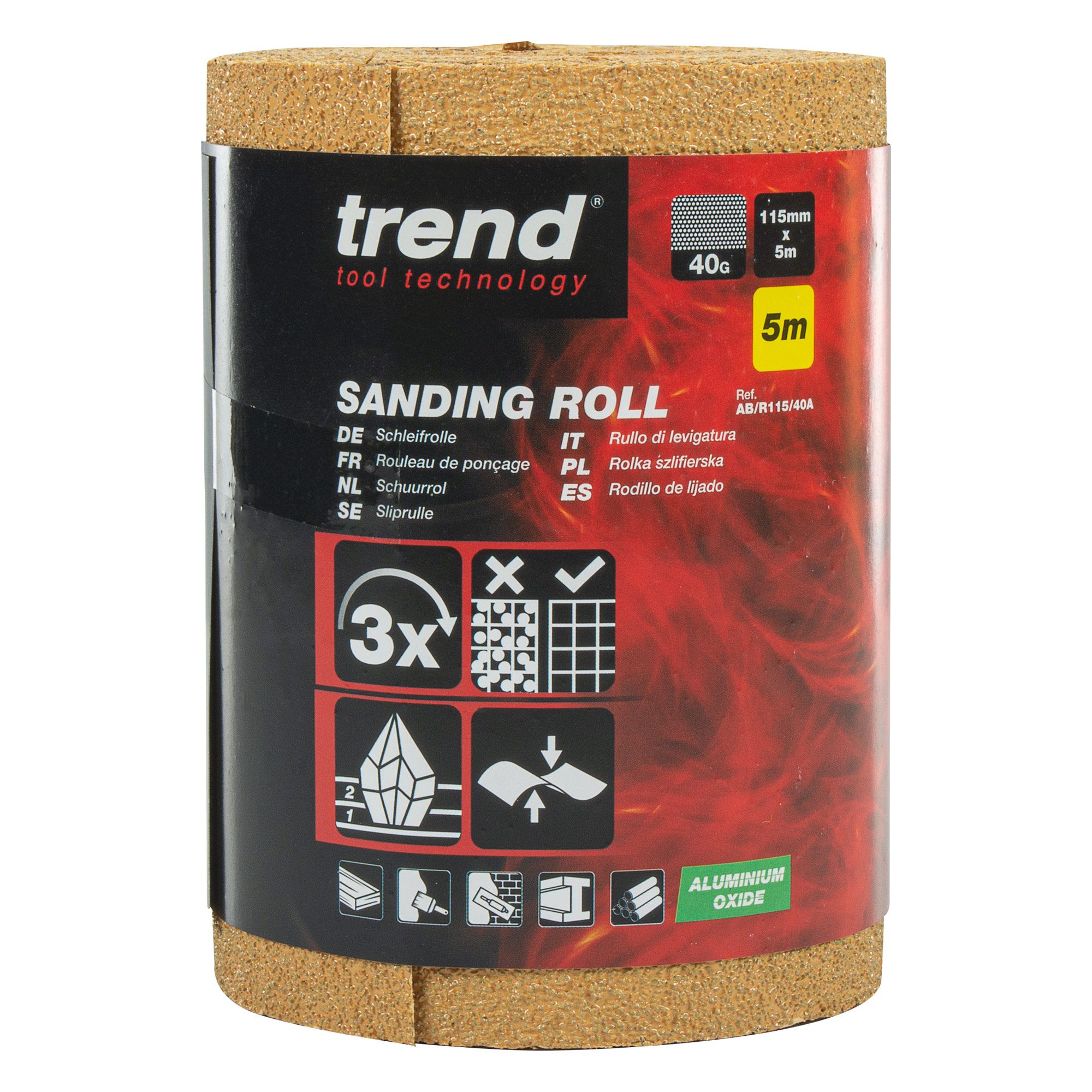 TREND Sanding Roll (40G, 115mmx5m, Aluminium Oxide) - Image 3