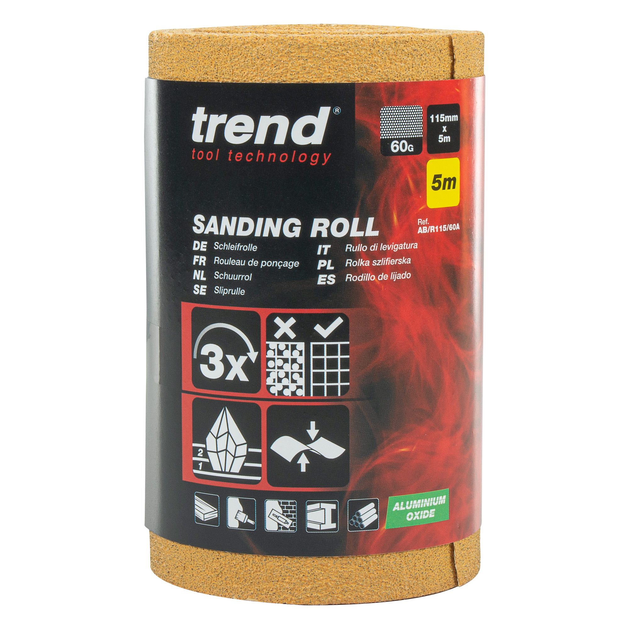 TREND Sanding Roll (60G, 115mmx5m, Aluminium Oxide) - Image 2