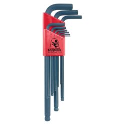 BONDHUS Hex Key Set (9 Piece, Metric, Double Ball End, Long, Stubby)